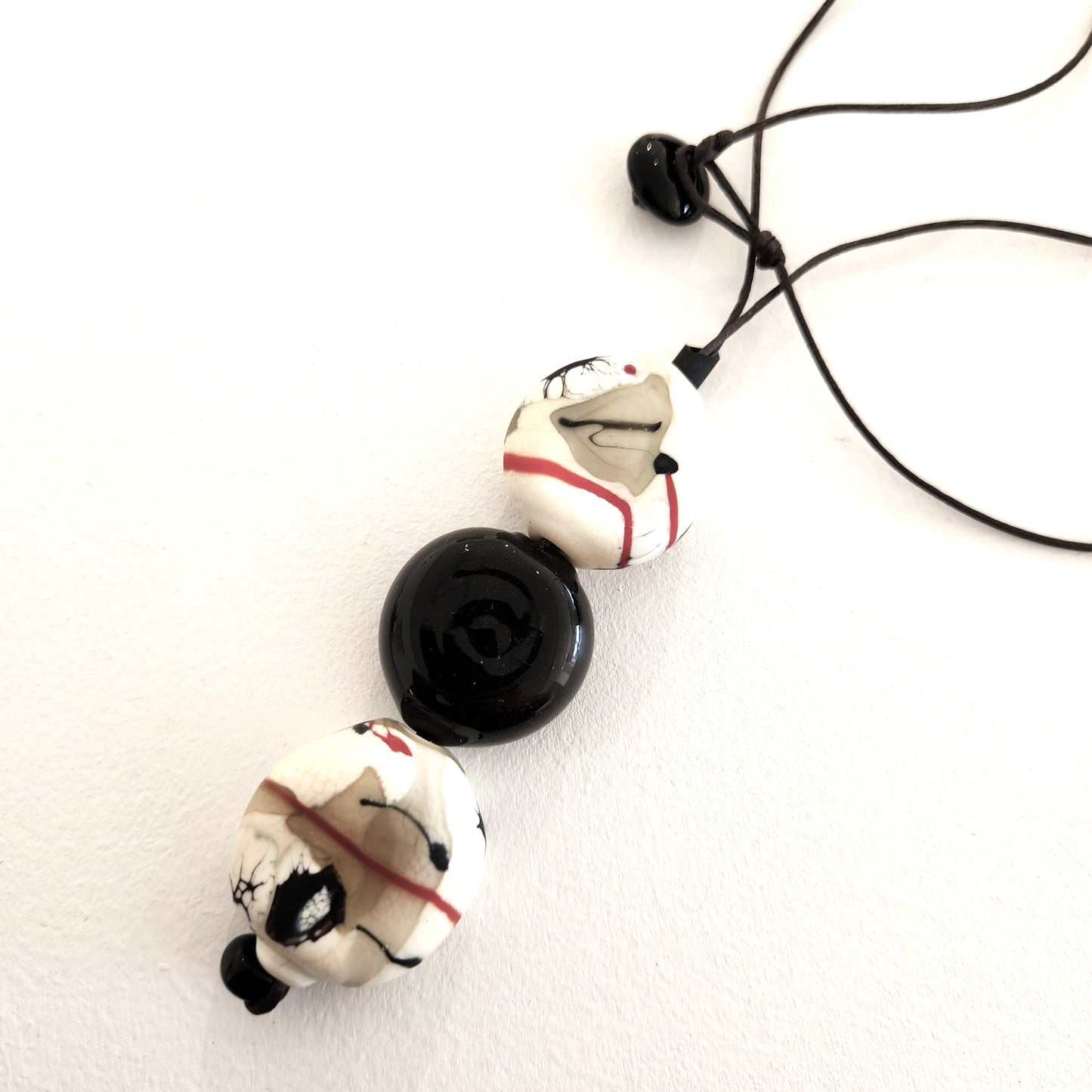 Hand Blown Beads Raku Necklace