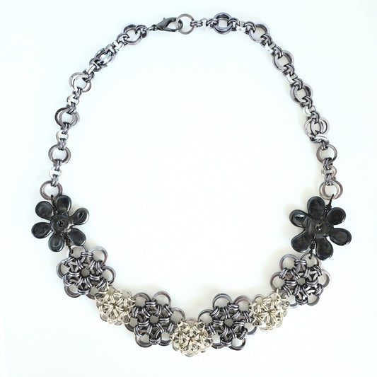 Chainmail with Glass Flowers Necklace