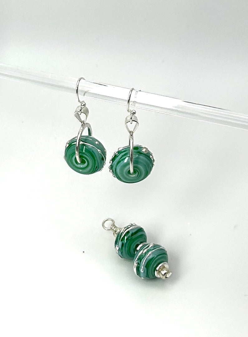 Caribbean Sea - Silver Belt Pendant and Earring Set